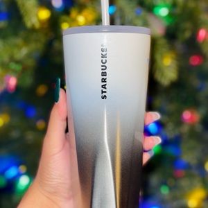 Starbucks Ombré White to Silver Tumbler w/ a Straw.